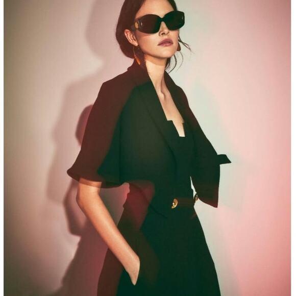 NWT Alexis Fiore Dress in Black Midi A-Line Wool Size Large - Picture 15 of 16